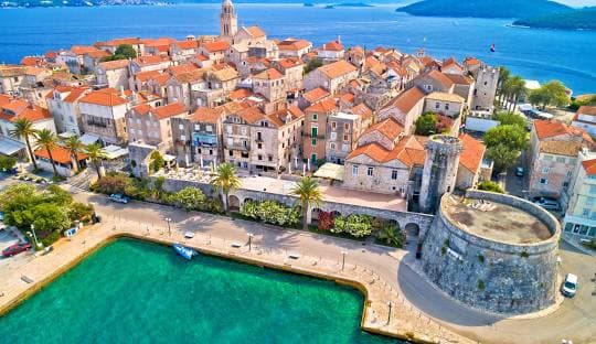 Korčula old town aerial view on the 14-day Croatia sailing route